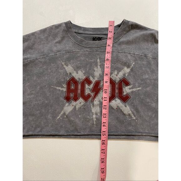 AC/DC Vintage Washed Gray Cropped Sweatshirt Women’s Large - Picture 5 of 6
